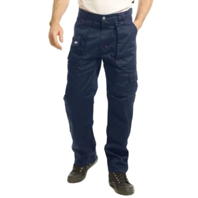 Abbildung von Lee Cooper LCPNT206 Arbeitskleidung Herren Multi Pocket Pflegeleicht Strapazierfähige Kniepolstertaschen Sicherheit Arbeit Cargohose, Marine, 32W/29L