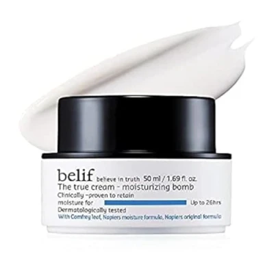 Abbildung von Belif True Cream Moisturizing Bomb 50ml, Langanhaltende Gesichtscreme, Kräutermischung, Glättende Leichte Hydratation Feuchtigkeitscreme, Trockene Fettige Haut, Tagescreme Gesichtspflege, Koreanische