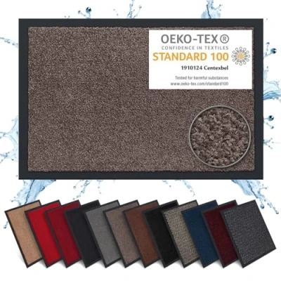 Abbildung von Carpet Diem Fußmatte, einfach sauber I Schmutzfangmatte Eingangsbereich Fussmatte Innen &amp; Außen, rutschfeste Türmatte, Schmutzfang Teppich für Haustür Fußabtreter in Taupe 90x150 cm