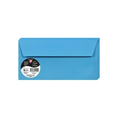 Abbildung von Clairefontaine 5555C Packung mit 20 Umschläge Pollen, Format DL, 110 x 220 mm, 120g, ideal für Korrespondenz und Einladungen, Karibikblau, 1 Pack