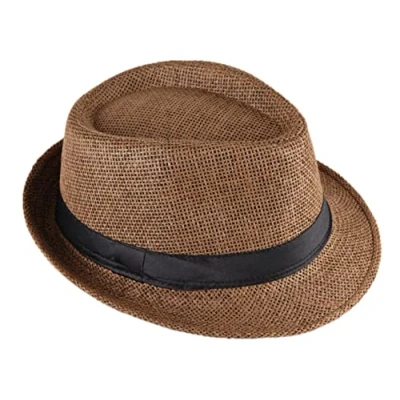 Abbildung von Strohhut Panama Fedora Trilby Gangster Hut Sonnenhut mit Stoffband Farbe: Braun (Strohhut) Gr: 56