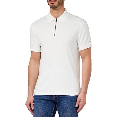 Abbildung von Tommy Hilfiger Interlock ZIP SLIM Poloshirt, Herren, Größe: XL, White