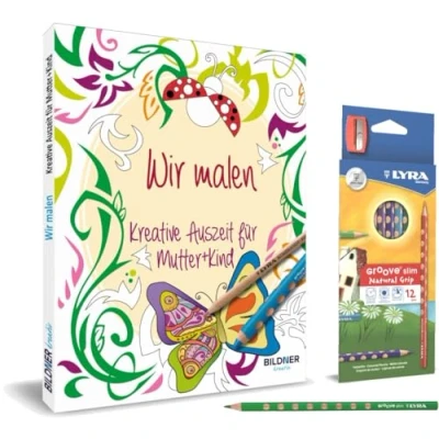 Abbildung von kreativ Set: Wir malen Kreative Auszeit für Mutter und Kind: Malbuch mit 12 hochwertigen Buntstiften+Spitzer Kinder Erwachsene, die gemeinsam sein wollen.