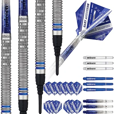 Abbildung von Unicorn World Champion Natural Dartpfeile, blau/Silber, 18 g