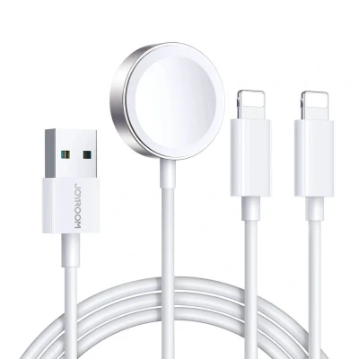 Abbildung von 1,2m Weiß Ladekabel 3 in 1 Kabel USB A magnetisches Ladegerät kompatibel mit iPhone
