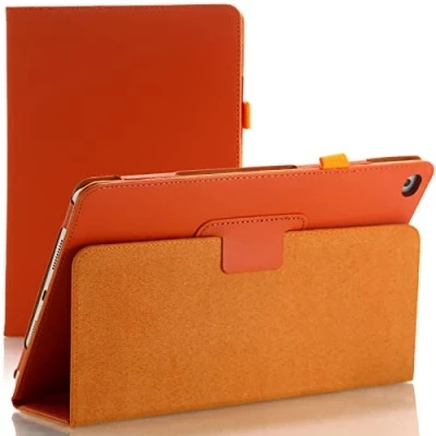Abbildung von TechDealsUK Lederhülle mit Klappständer für Apple iPad Air 1 2013 2 2014 9.7 5. Generation 2017 6. 2018, Orange