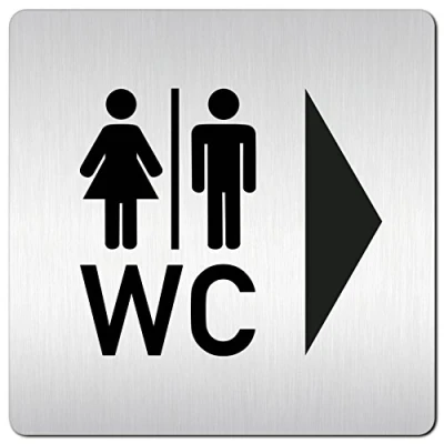 Abbildung von Türschilder24 XXL Schild Türschild 125 x mm WC Toiletten Richtungspfeil 1,5 Aluminium Vollmaterial 100% Made in Germany (WC rechts)