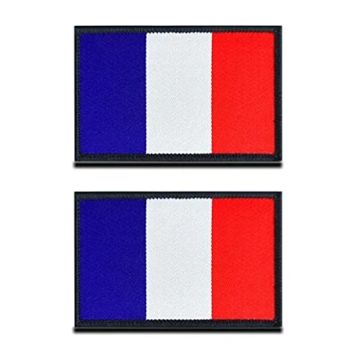 Abbildung von 2 St. Frankreich Flagge Patch Taktisch Französisches Nationales Emblem, Bestickter Aufnäher mit Verschluss, Militär Bänder für Rucksäcke Kleidung Taschen Uniform Weste Jersey Reisen