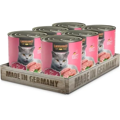 Abbildung von LEONARDO Nassfutter für Katzen, Geflügel pur, 6X 800g Dose, Katzenfutter getreidefrei, Alleinfutter, Made in Germany