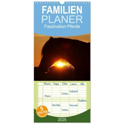 Abbildung von Familienplaner 2025 Faszination Pferde mit 5 Spalten (Wandkalender, 21 cm x 45 cm), CALVENDO