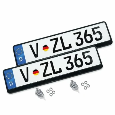 Abbildung von VZL Kennzeichenhalter für Autos Nummernschildhalterung Auto 2X Kennzeichenhalterung Nummernschildhalter Alternative zu Rahmenlos (Kennzeichenhalter mit Befestigungskit)