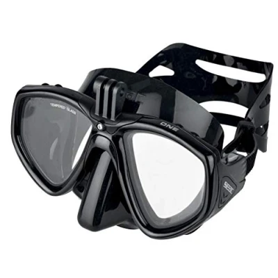 Abbildung von Seac One Pro Maske mit Adapter für GoPro Videokamera zum Tauchen und Schnorcheln, schwarz, Standard