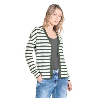 Abbildung von Cecil Gestreifter Strickjacke, Damen, Größe: XL, Weiß