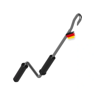 Abbildung von BAUHELD® Markisenkurbel mit Fleischer Haken [Made in Germany] Markisenstange aus verzinktem Stahl [120cm] Hochfester Handgriff Kunststoff Kompatibel ovalen Markisen Ösen Metall