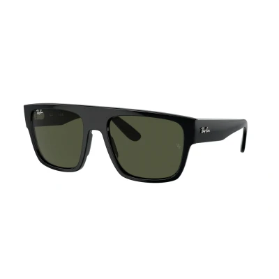 Abbildung von RAY BAN 0RB0360S901/3157 Unisex Sonnenbrille, UV geschützt, grüne Gläser, quadratisch, Schwarz, 57 mm