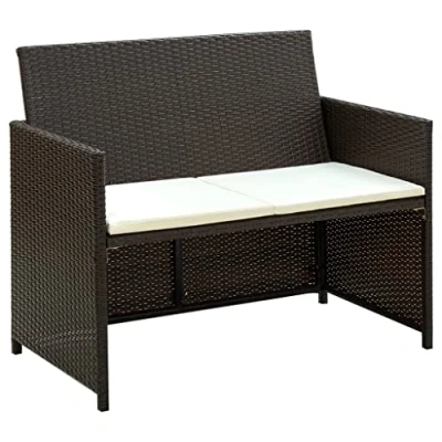 Abbildung von vidaXL Loungesofa Gartensofa mit Kissen 2 Sitzer Braun Poly Rattan