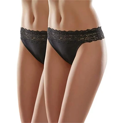 Abbildung von Merry Style Damen Slip MSGAB24 ((2Pack) Schwarz, 40 (Herstellergröße: L))