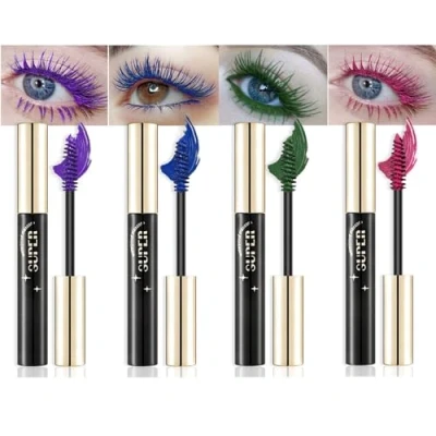 Abbildung von Riroenst Farbige Mascara Sets, 4 Stück bunte Mascara, voluminöse Wimpern, schnell trocknend, lang anhaltende charmante für Wimpernaugen Make up, tierversuchsfrei vegan