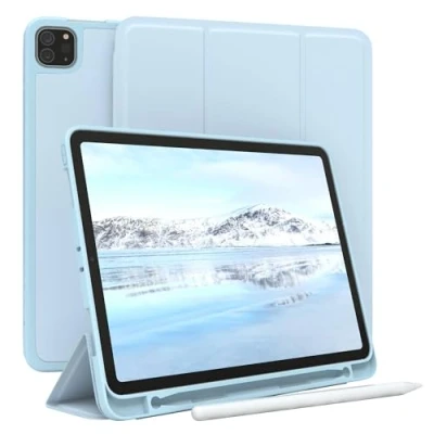 Abbildung von EAZY Case Schutzhülle mit Stifthalter für iPad Pro 11&quot; (2018/2020/2021/2022) 11 Zoll Hülle Stifthalterung Tablet Cover Touchpen Smartcase aufstellbar Klappcase Auto Sleep Wake Up Hell Blau
