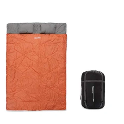 Abbildung von Lumaland Doppelschlafsack 2 Personen Schlafsack groß Kopfkissen, 190x30x150cm Hüttenschlafsack wasserabweisend, atmungsaktiv