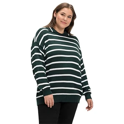 Abbildung von Sheego Strickpullover, Damen, Größe: 48/50, Tiefgrün weiß