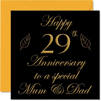 Abbildung von Stuff4 Glückwunschkarte zum 29. Jahrestag für Vater, Mutter, Eltern besondere Mama &amp; Papa Happy 29 Hochzeitstag von Sohn Tochter Familie, 145 mm x Grußkarten Jahrestage