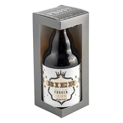 Abbildung von Jack`s Bierflasche &quot;BIER STELLT KEINE FRAGEN, BIER VERSTEHT!&quot; mit Geschenkverpackung 0,33 l/Männergeschenk/Zum Geburtstag/Party