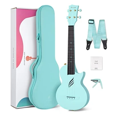 Abbildung von Enya Konzert Ukulele Nova U 23 Zoll Kohlefaser Anfänger Ukulelen Set mit Tasche Saiten Gurt Capo Wasserdicht (Blau)