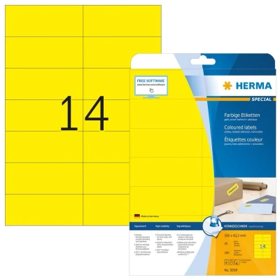 Abbildung von HERMA Etiketten 5058 gelb 105,0 x 42,3 mm