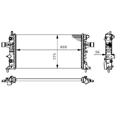 Abbildung von MAHLE ORIGINAL CR 228 000S Kühler, Motorkühlung für Fahrzeuge mit/ohne Klimaanlage 600 375 26 Kühlrippen mechanisch gefügt OPEL: Astra G CC, Zafira A