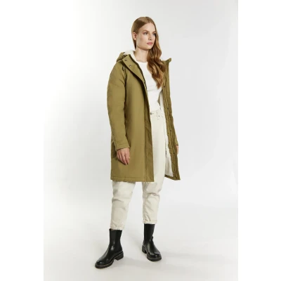 Abbildung von DREIMASTER Vintage Damen Winterparka + Einkaufstasche Set M / Helles Oliv 100% Baumwolle