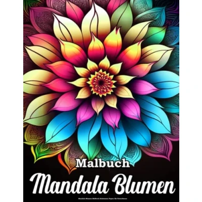 Abbildung von Mandala Blumen Malbuch Schwarzes Papier für Erwachsene: Anti Stress und Entspannung Erwachsene Jugendliche Blume Muster