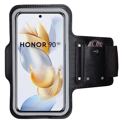 Abbildung von CoverKingz Sportarmband für Honor 90 Armtasche mit Schlüsselfach Oberarm Halterung Sport Laufarmband Handy Armband Schwarz