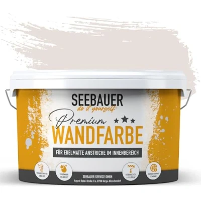 Abbildung von SEEBAUER diy Wandfarbe lila 5L für Innen (No. 935 Purple Blossom) Edelmatte Innenfarbe Violetttöne sehr hohe Deckkraft Matt, Abwaschbar und Tropffrei