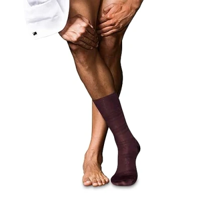 Abbildung von FALKE Herren Socken Highshine M SO Seide Baumwolle gemustert 1 Paar, Rot (Barolo 8526), 41 42
