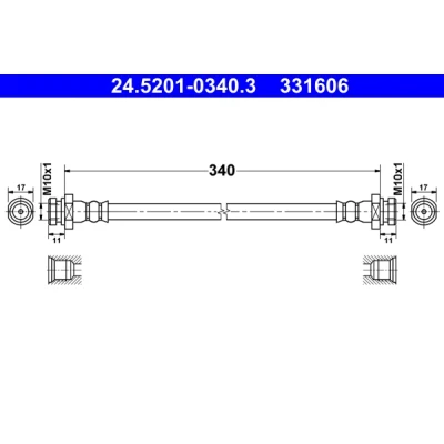 Abbildung von ATE 24.5201 0340.3 Bremsschläuche 340 MITSUBISHI: L200 / Triton IV Pritsche Fahrgestell, Pickup