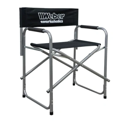 Abbildung von Weber GmbH Klappstuhl #Werkeholics Regiestuhl schwarz (1 St), bis 100kg, XXL Campingstuhl, extra breite Sitzfläche