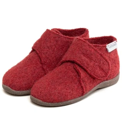 Abbildung von Gottstein Kinder Hausschuh Alpine Racer RU für Jungen &amp; Mädchen aus Schurwolle mit Klettverschluss Perfekter Filzhausschuh Kindergarten Kita Redmele/Brown 30