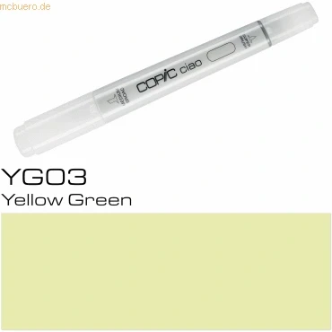 Abbildung von COPIC Ciao Marker Typ YG 03, Yellow Green, vielseitiger Layoutmarker, mit einer mittelbreiten und Brush Spitze