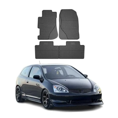 Abbildung von OMAC Gummi Fußmatten kompatibel mit Honda Civic 5D 2001 2006 Automatten Schwarz 4tlg
