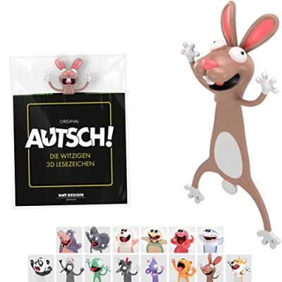 Abbildung von KXT Witzige 3D Lesezeichen Original AUTSCH! Cartoon Tiere Lustiges Geschenk für Kinder und Erwachsene (Hase)