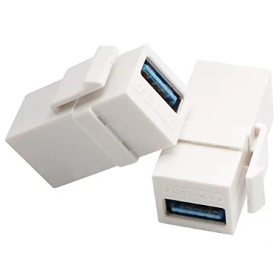 Abbildung von AAOTOKK USB Keystone Adapter 3.0 A Weiblich auf Stecker Einsatz Kupplung für Wandplatte Steckdose Panel (Weiß/2 Stücke)