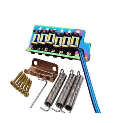 Abbildung von Guyker Tremolo Bridge Vintage Bent Steel Saddles Compatible with Start ST Electric Guitar (GK 1004, Chameleon Rainbow)