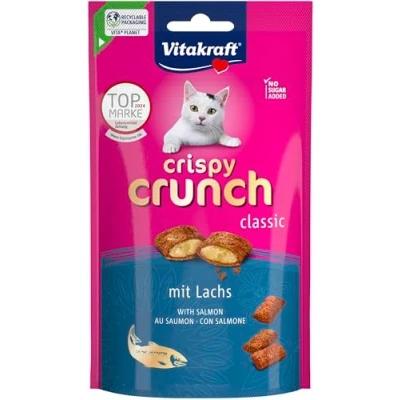 Abbildung von Vitakraft Crispy Crunch, knusprige Snackkissen gefüllt mit Lachs, Katzensnack, ohne Zusatz von Zucker (1x 60g)