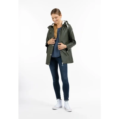 Abbildung von DREIMASTER Maritim Damen Regenjacke mit Kunstfellfutter S / Dunkles Olivgrün 100% Polyester