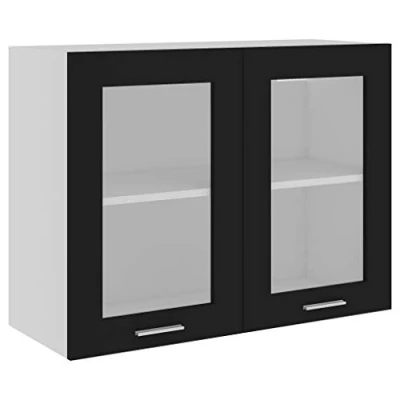 Abbildung von vidaXL Unterschrank Hängeglasschrank Schwarz 80x31x60 cm Spanplatte