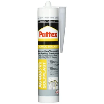 Abbildung von Pattex Superacryl Dichtstoff AC 403 für Becken, Duschkabine, hohe Elastizität, Leistung, Haftung, schmutzabweisend, überlackierbar, 300 ml Kartusche