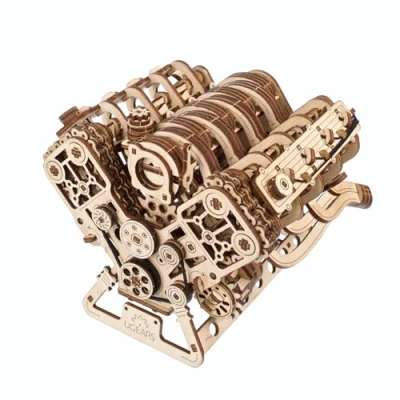Abbildung von UGEARS V8 Motor Modellbausatz Fortgeschrittenes 3D Holzpuzzle für Erwachsene DIY Kits als Geschenk Ingenieure Puzzle Motorbausatz Vatertag, Geburtstage, Weihnachten 776 Teile