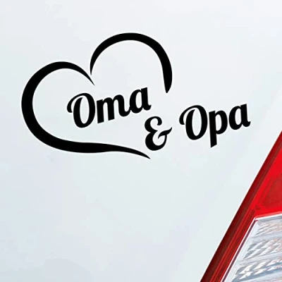 Abbildung von Hellweg Druckerei Oma &amp; Opa Stolz Liebe Herz Großeltern Kind Auto Aufkleber Sticker Heckscheibenaufkleber