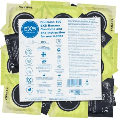 Abbildung von EXS Kondome Banana Flavour leckere Packung mit, 100 St., aromatisierte Kondome, mit Bananen Geschmack, Kondomvorrat, Großpackung